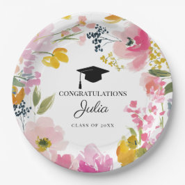 Personalized Floral Graduation Party Decor Pappteller