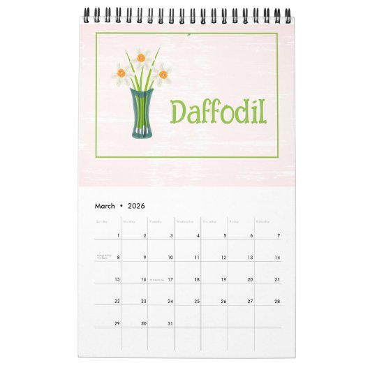Personalized Floral Illustrations Calendar Kalender (Mär 2026)
