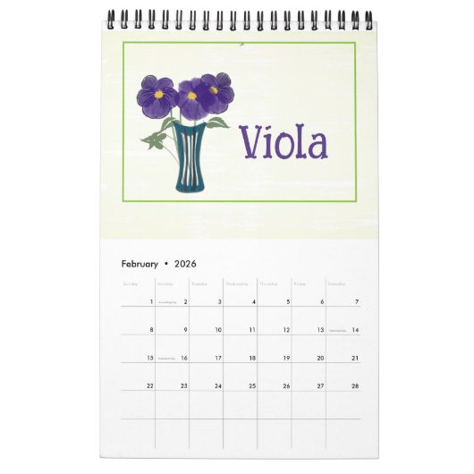 Personalized Floral Illustrations Calendar Kalender (Feb 2026)