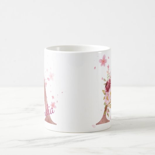 Personalized Floral Initial Mug - Letter A Kaffeetasse (Mittel)