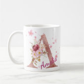 Personalized Floral Initial Mug - Letter A Kaffeetasse (Links)
