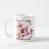 Personalized Floral Initial Mug – Letter E Kaffeetasse (Links)