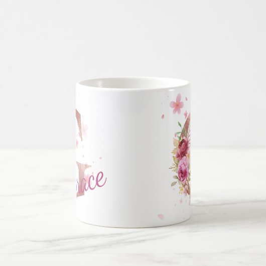 Personalized Floral Initial Mug – Letter G Kaffeetasse (Mittel)