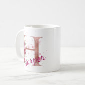 Personalized Floral Initial Mug – Letter H Kaffeetasse (Vorderseite Links)