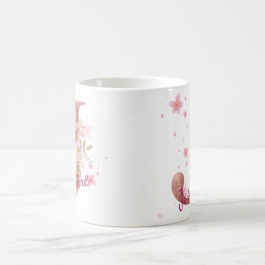 Personalized Floral Initial Mug – Letter J Kaffeetasse (Mittel)