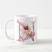 Personalized Floral Initial Mug – Letter N Kaffeetasse (Links)