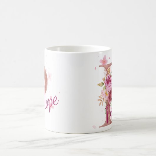 Personalized Floral Initial Mug – Letter P Kaffeetasse (Mittel)