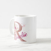 Personalized Floral Initial Mug – Letter R Kaffeetasse (Vorderseite Links)