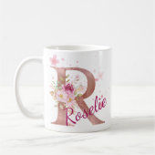 Personalized Floral Initial Mug – Letter R Kaffeetasse (Links)