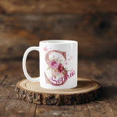 Personalized Floral Initial Mug – Letter S Kaffeetasse