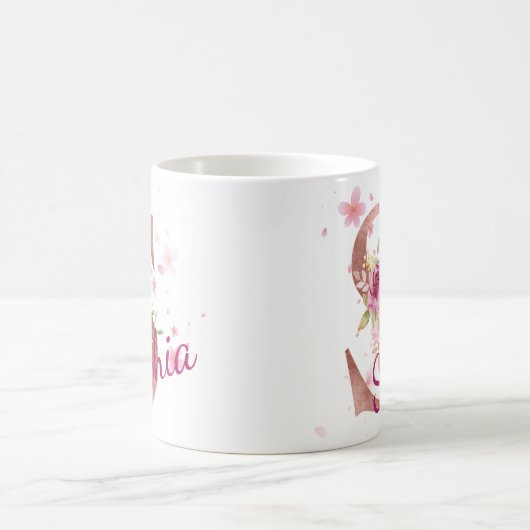 Personalized Floral Initial Mug – Letter S Kaffeetasse (Mittel)