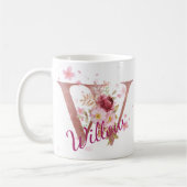 Personalized Floral Initial Mug – Letter W Kaffeetasse (Links)