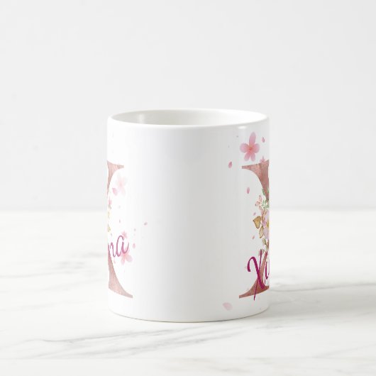 Personalized Floral Initial Mug – Letter X Kaffeetasse (Mittel)