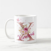 Personalized Floral Initial Mug – Letter X Kaffeetasse (Links)