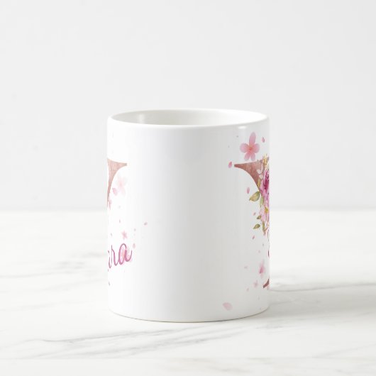 Personalized Floral Initial Mug – Letter Y Kaffeetasse (Mittel)