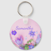 Personalized Floral Keychain | Blue Wildflowers Schlüsselanhänger (Rückseite)