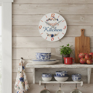 Personalized floral kitchen runde wanduhr