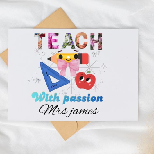 Personalized floral letter coquette bow teacher dankeskarte