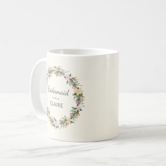 Personalized Floral Maid of Honor Mug Kaffeetasse (Vorderseite Links)