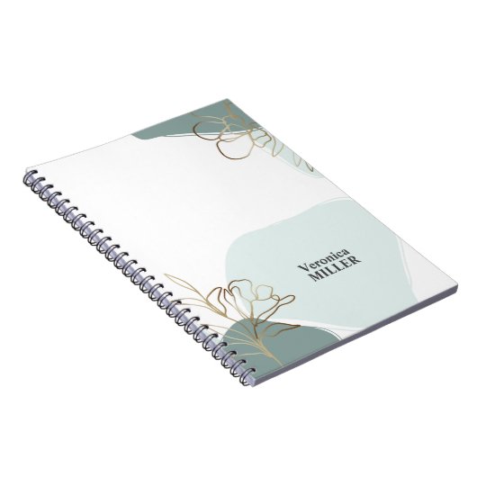Personalized Floral Modern Mint and Gold Notebook Notizblock (Rechte Seite)