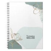 Personalized Floral Modern Mint and Gold Notebook Notizblock (Vorderseite)