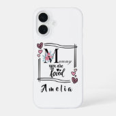 Personalized Floral Mommy iPhone Case 16 Hülle (Rückseite)