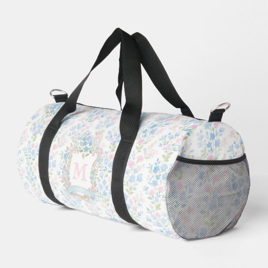 Personalized Floral Monogram Bag Duffle Bag (Rechte Ecke)