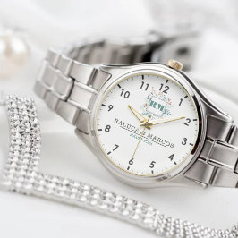 Personalized Floral Monogram Couples Armbanduhr