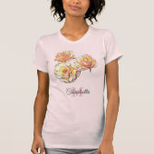 Personalized Floral Monogram Hand Drawn Roses Art T-Shirt (Vorderseite)