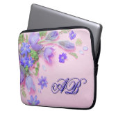 Personalized Floral Monogram Laptop Sleeve – 13"  (Vorderseite Links)