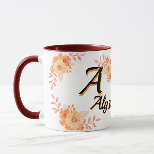Personalized Floral Monogram Mug - Custom Name & I Tasse (Links)