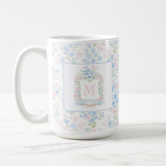 Personalized Floral Monogram Mug Kaffeetasse (Links)