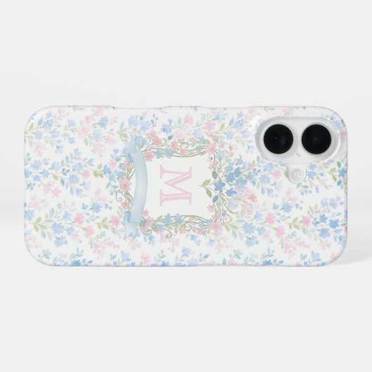 Personalized Floral Monogram Phone Case iPhone 16 Hülle (Rückseite (Horizontal))