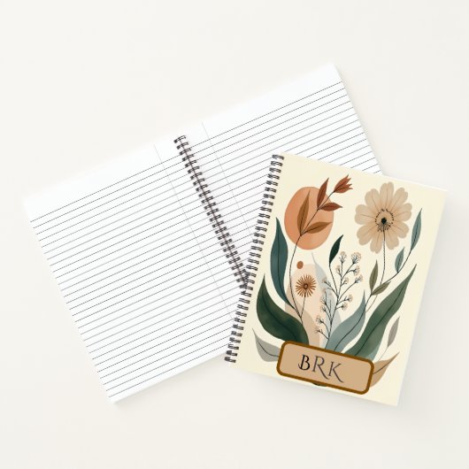 Personalized Floral Monogram Spiral Notebook Notizblock (Innenseite)