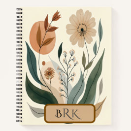 Personalized Floral Monogram Spiral Notebook Notizblock
