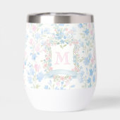 Personalized Floral Monogram Thermal Wine Tumbler (Rückseite)