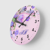 Personalized Floral Monogram Wall Clock – Custom  Runde Wanduhr (Winkel)