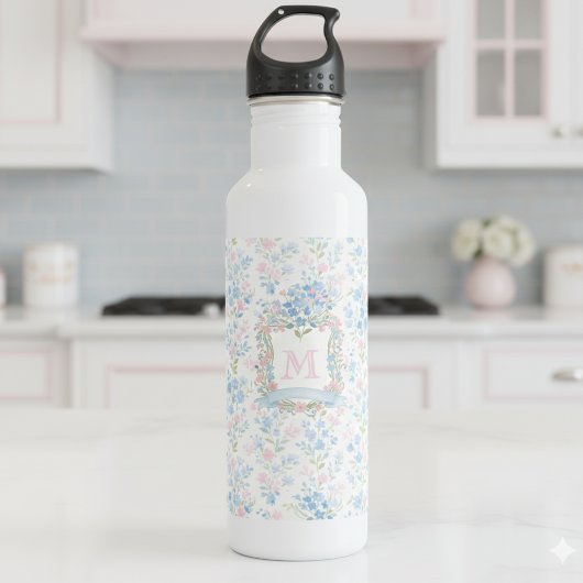 Personalized Floral Monogram Water Bottle Edelstahlflasche