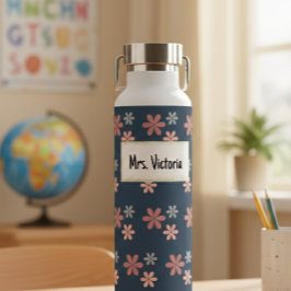 Personalized Floral Mrs. Victoria Insulated Water  Trinkflasche