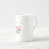 Personalized Floral Name Mug | Elegant Pink Peony  Porzellantasse (Vorderseite Rechts)