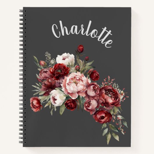 Personalized Floral Name Notebook Notizblock (Vorderseite)