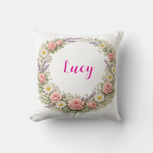 Personalized Floral Name Pillow Custom Gift  Kissen (Vorderseite)