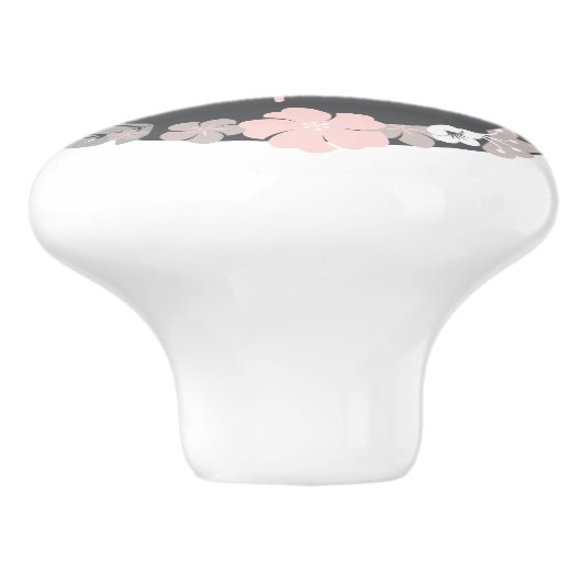 Personalized Floral Name Pink Keramikknauf (Seitenansicht)