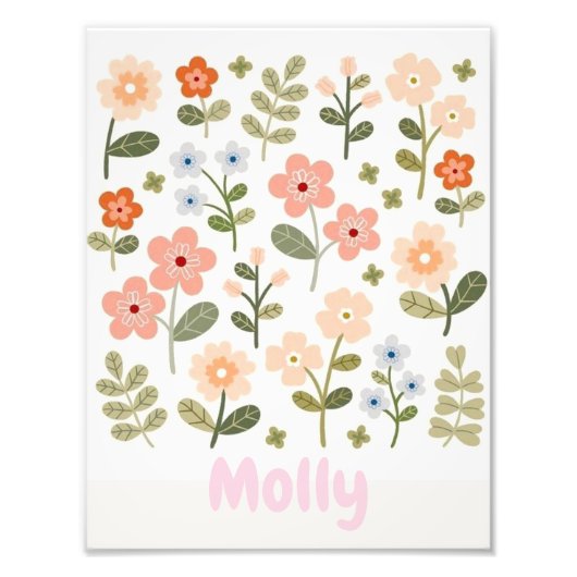 Personalized Floral Name Poster for Girls (Vorne)