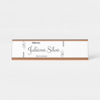 Personalized Floral Name Tag – Black & White Minim Schreibtischnamensplakette