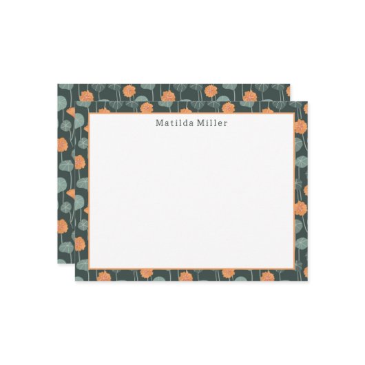 Personalized Floral Note Card Mitteilungskarte (Vorderseite/Rückseite Beispiel)