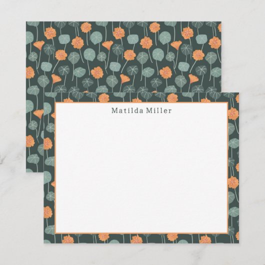 Personalized Floral Note Card Mitteilungskarte (Vorne/Hinten)