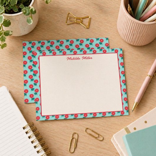 Personalized Floral Note Card Mitteilungskarte