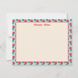 Personalized Floral Note Card Mitteilungskarte
