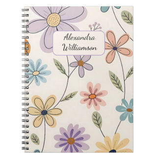 Personalized Floral Notebook – Custom Name Pastel Notizblock